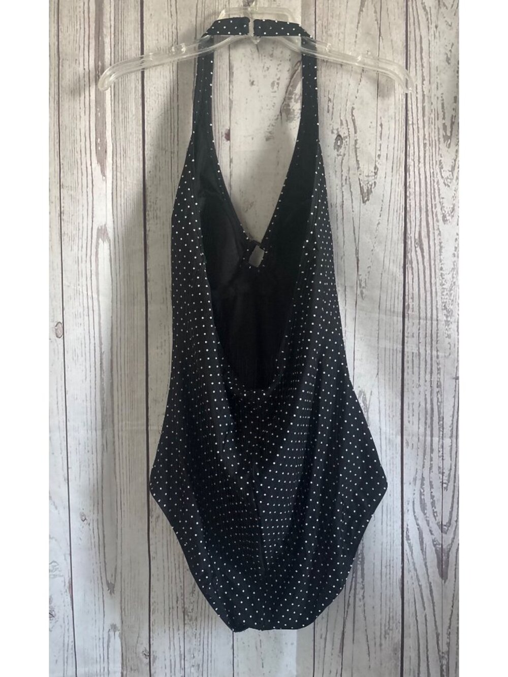 Speedo Black/White Polka Dot One Piece Swimsuit Over The Shoulder Strap Plus Siz - Picture 6 of 8